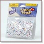 7701 - Accessories : Alphabet 7 mm Round Beads colored/white 